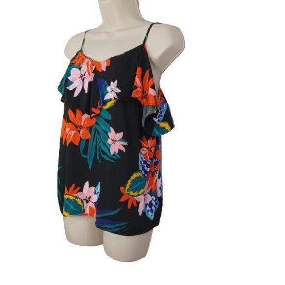 Old Navy Women's Shoulder Off Overlay Blouse Floral Size S Spaghetti Straps - Picture 2 of 9